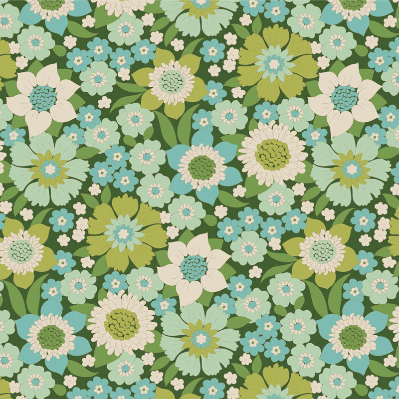 Tilda Wallflower Green bundle 5 Fat 16ths 25cm x 26cm (10 x 10.5") cotton quilt fabric