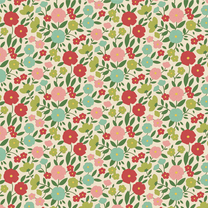 Tilda Wallflower Green bundle 5 Fat 16ths 25cm x 26cm (10 x 10.5") cotton quilt fabric