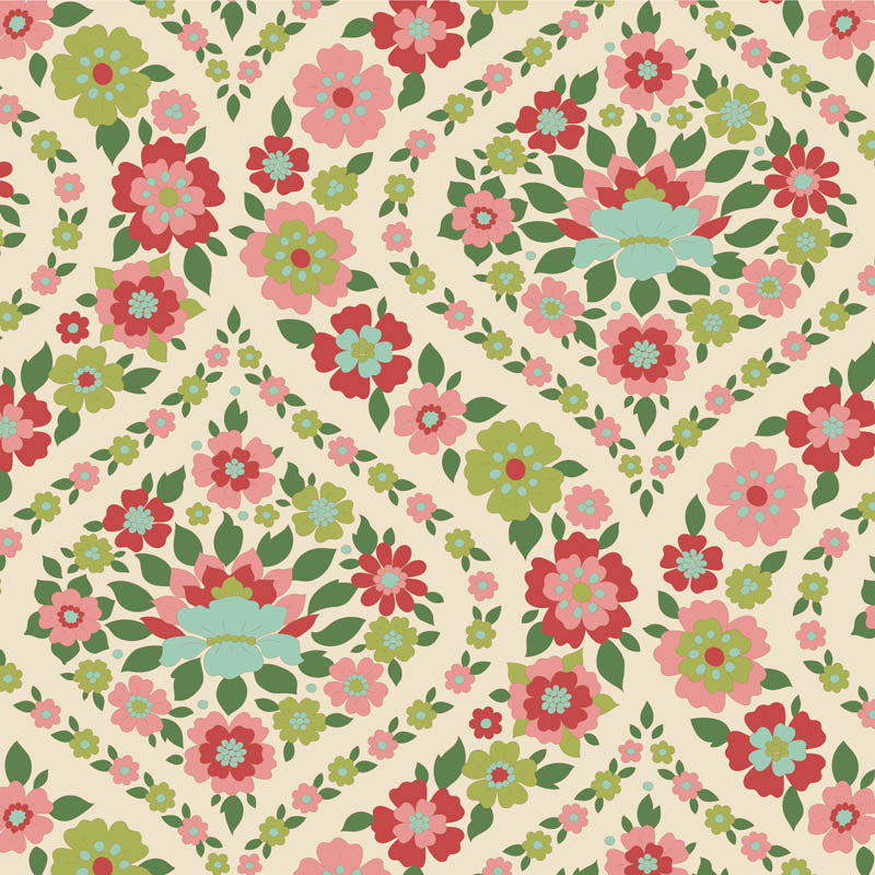 Tilda Wallflower Green bundle 5 Fat 16ths 25cm x 26cm (10 x 10.5") cotton quilt fabric