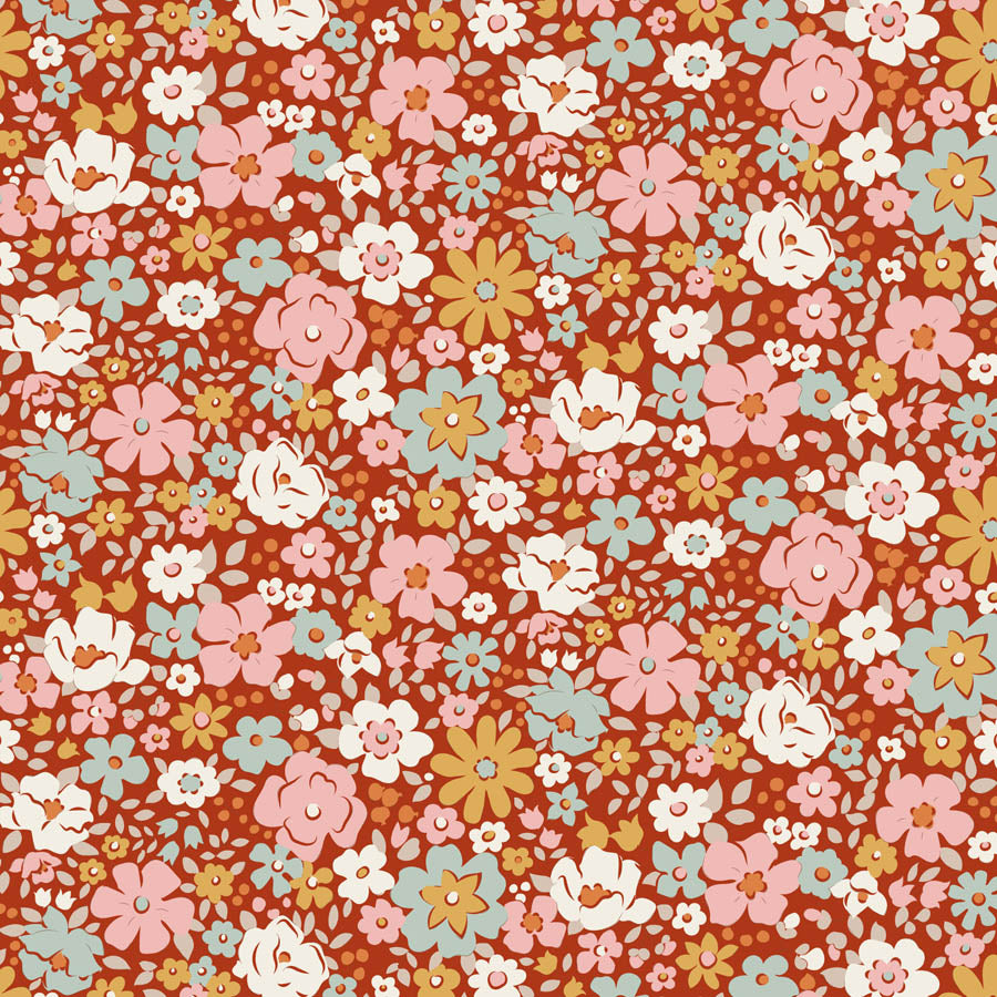 Tilda Village Life Rust bundle 9 Fat 16ths - 25cm x 26cm (10 x 10.5") cotton quilt fabric
