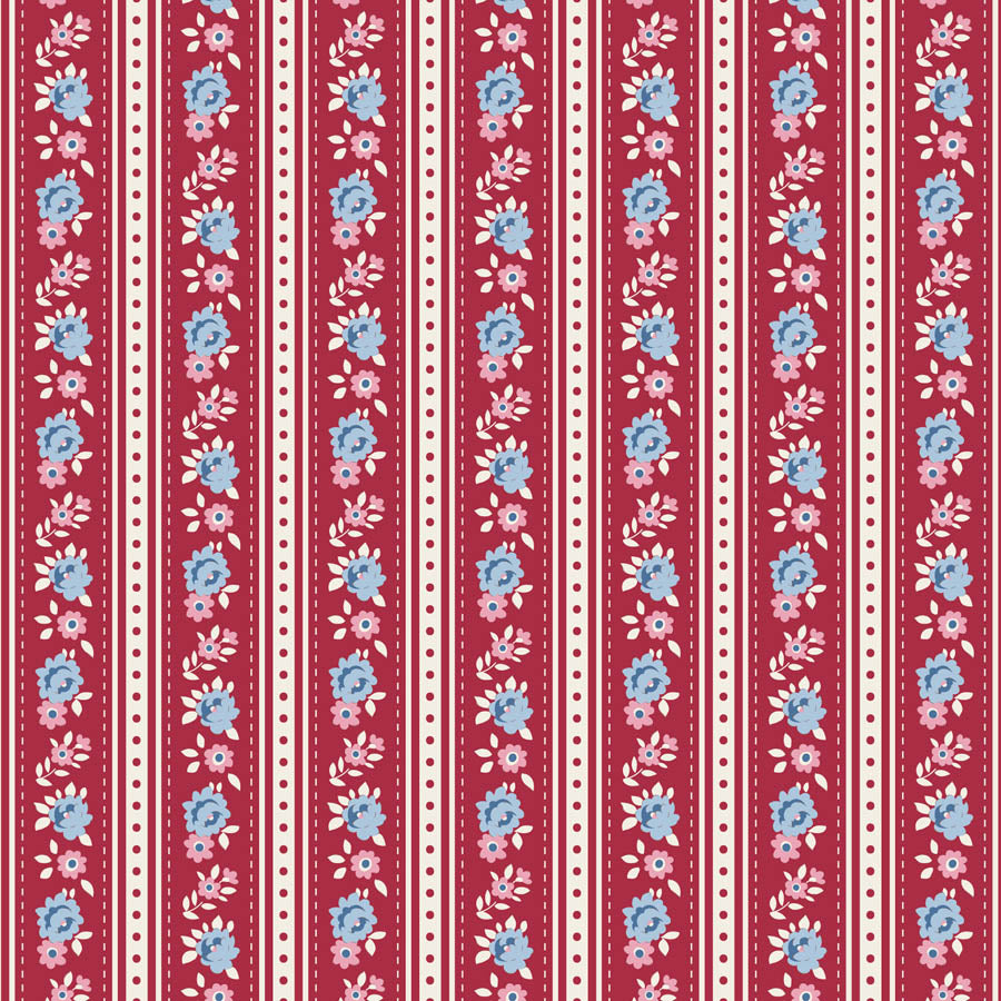 Tilda Village Life Red bundle 9 Fat 16ths - 25cm x 26cm (10" x 10.5") cotton quilt fabric