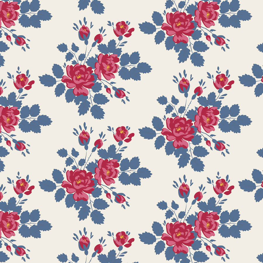 Tilda Village Life Blue bundle 8 Fat 16ths - 25cm x 26cm (10 x 10.5" cotton quilt fabric