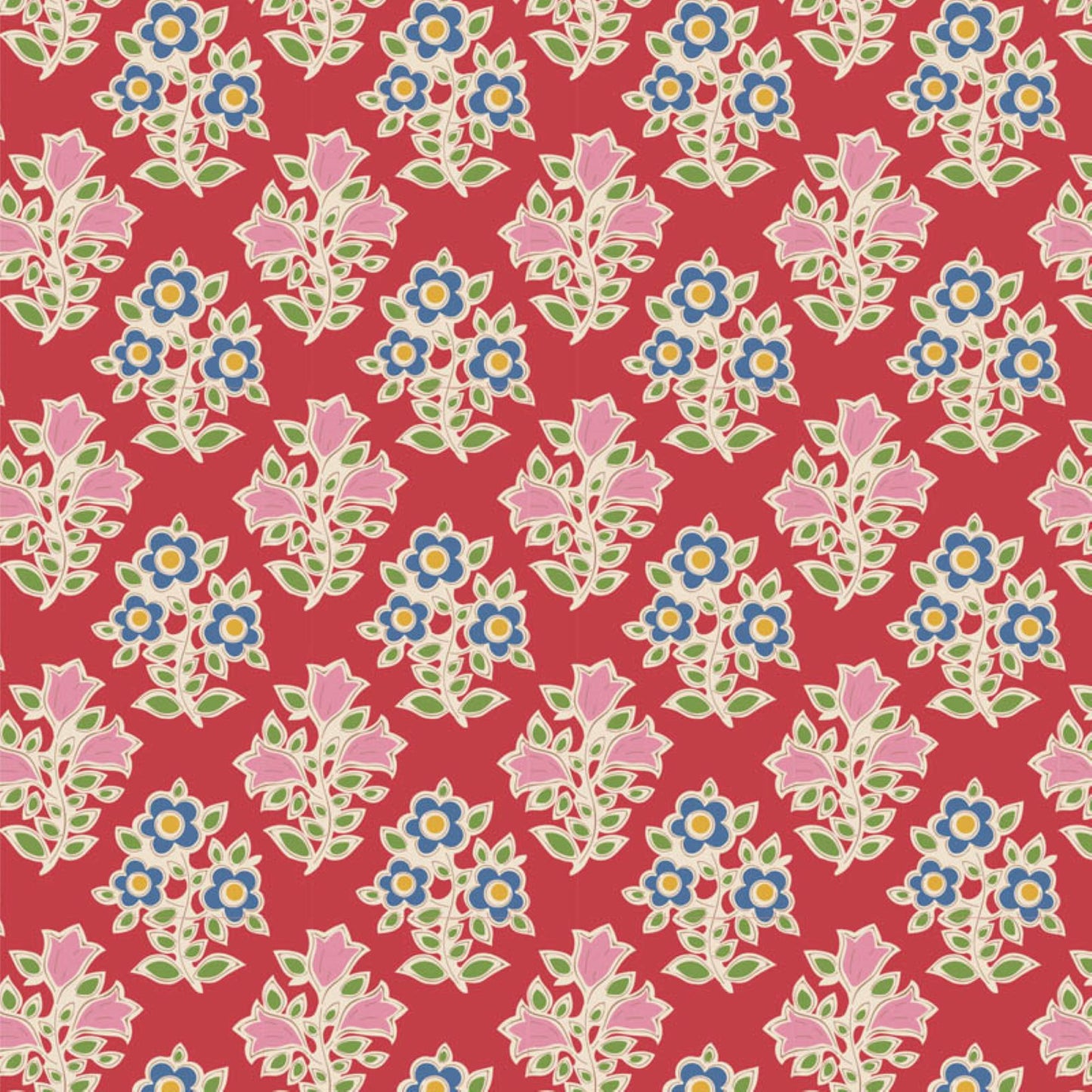 Tilda Jubilee and Flower Farm floral red bundle 7 Fat Quarters cotton quilt fabric