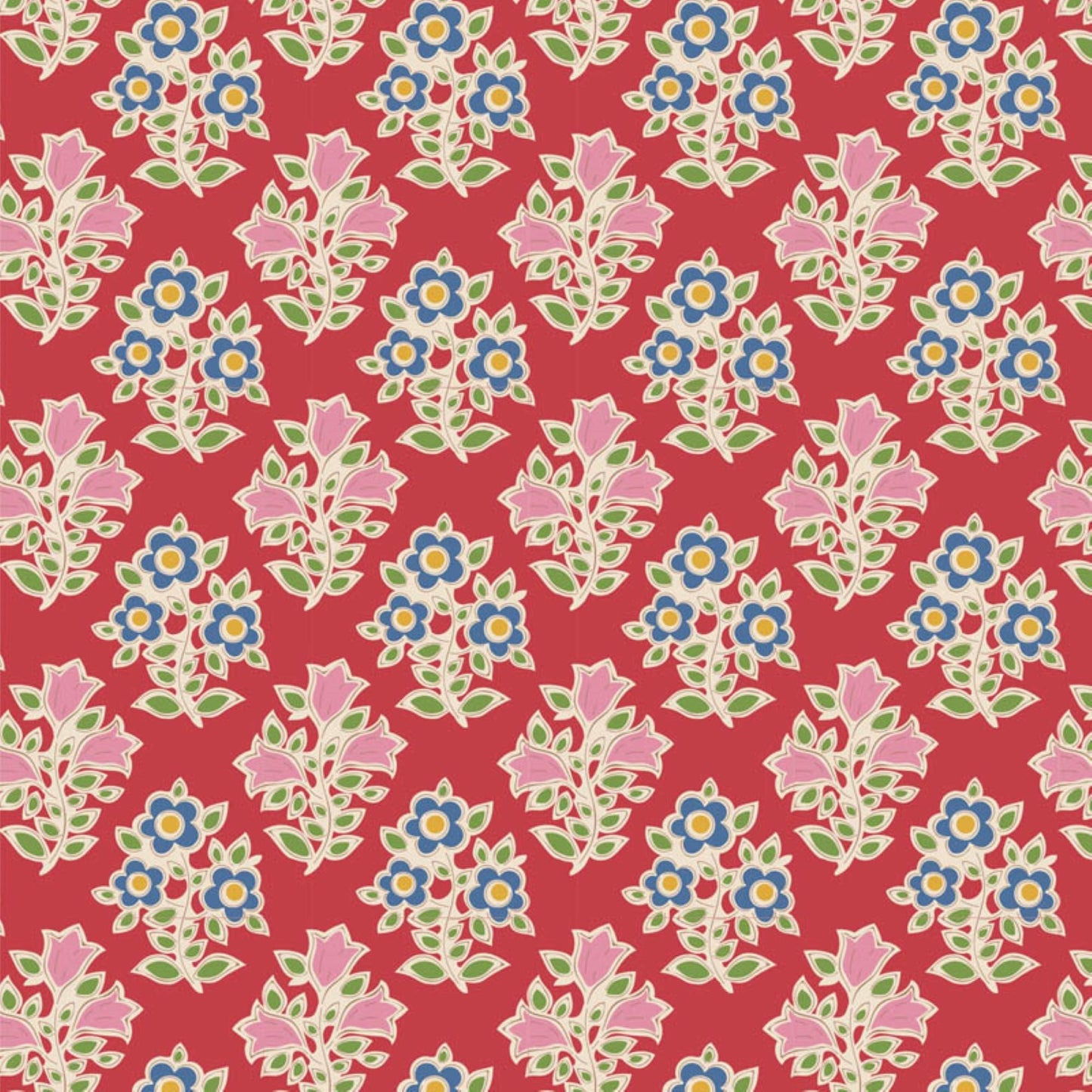 Tilda Jubilee and Farm Flowers floral red bundle 7 Fat 16's cotton quilt fabric