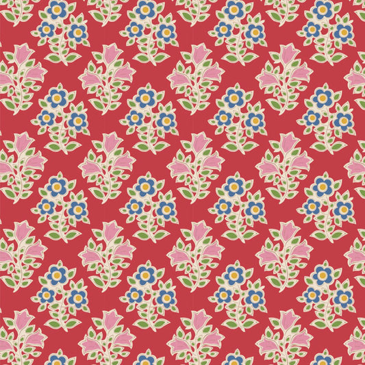 Tilda Farm Flowers red floral cotton quilt fabric by the fat quarter