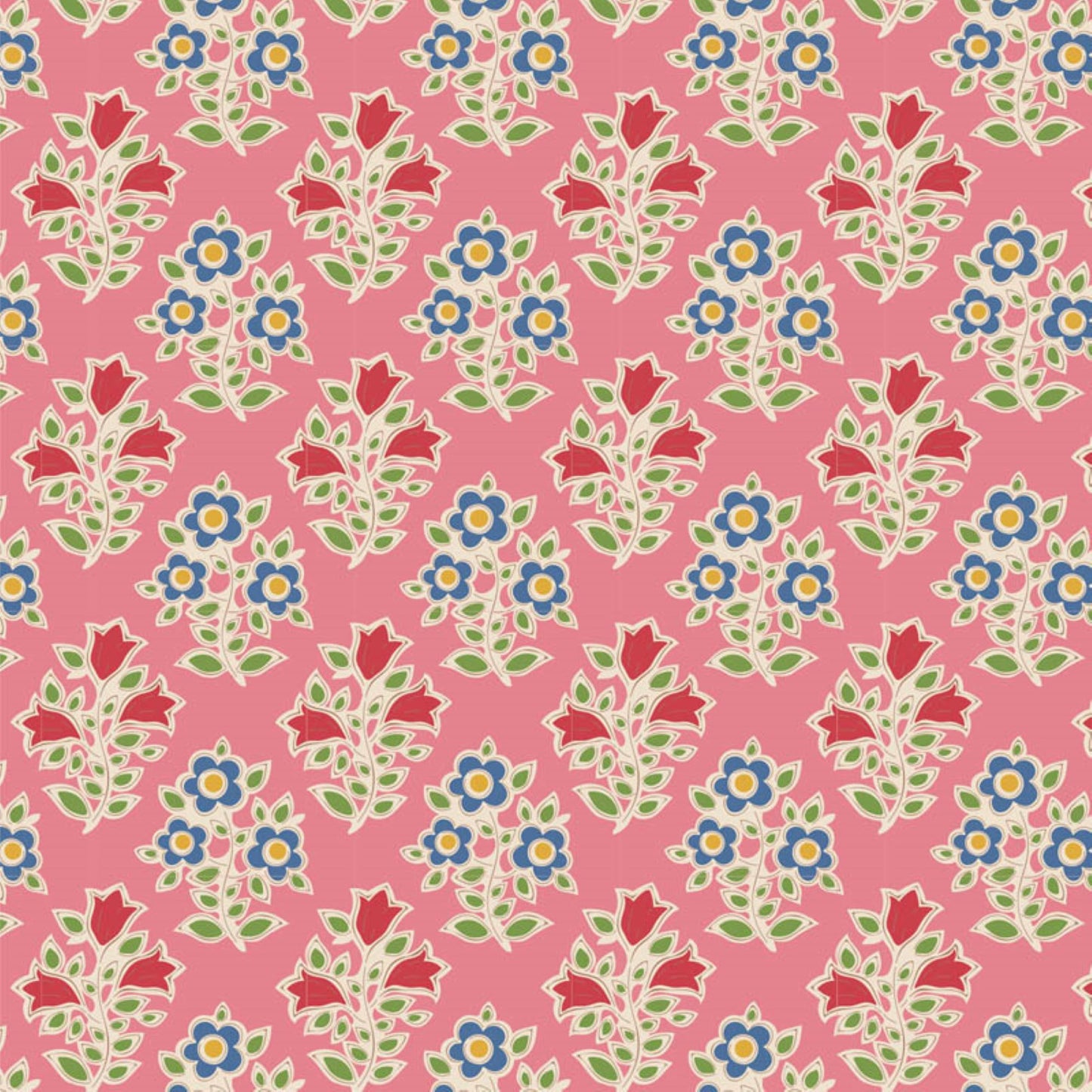 Tilda Farm Flowers pink floral cotton quilt fabric by the fat quarter