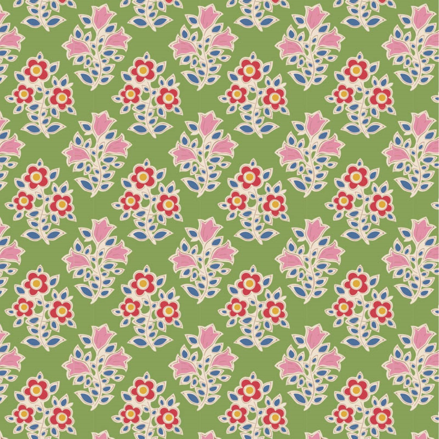 Tilda Jubilee and Flower Farm floral cream teal bundle 7 Fat Quarters cotton quilt fabric