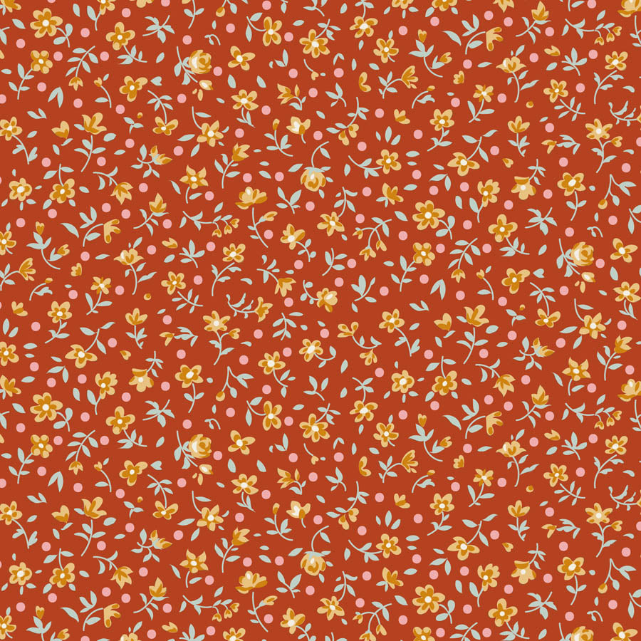 Tilda Village Life Rust bundle 9 Fat 16ths - 25cm x 26cm (10 x 10.5") cotton quilt fabric
