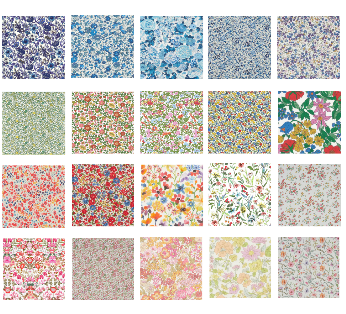 Liberty Tana lawn 20, 5" x 6" - 12cm x 15cm cotton fabric Pack 2Q