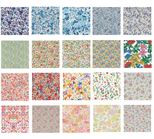 Liberty Tana lawn 20, 5" x 6" - 12cm x 15cm cotton fabric Pack 2Q