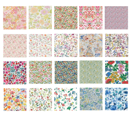 Liberty Tana lawn 20, 5" x 6" - 12cm x 15cm cotton fabric Pack 2R