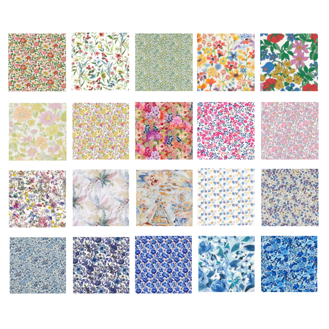 Liberty Tana lawn 20, 5" x 6" - 12cm x 15cm cotton fabric Pack 2V