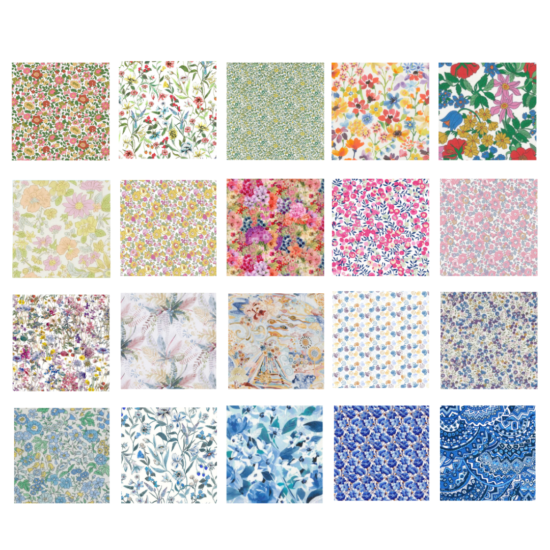 Liberty Tana lawn 20, 5" x 6" - 12cm x 15cm cotton fabric Pack 2W