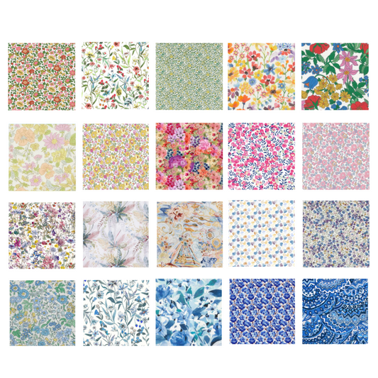 Liberty Tana lawn 20, 5" x 6" - 12cm x 15cm cotton fabric Pack 2W
