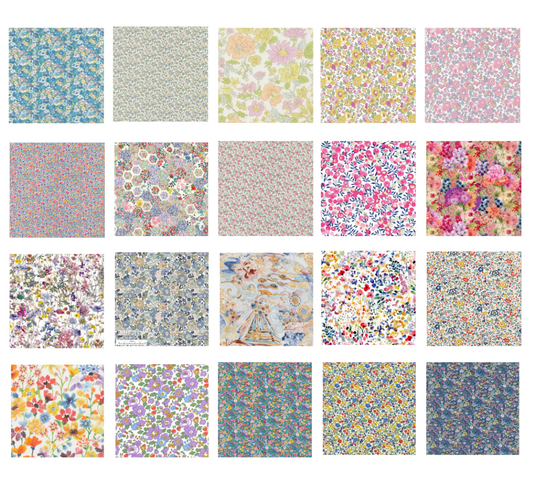 Liberty Tana lawn 20, 5" x 6" - 12cm x 15cm cotton fabric Pack 2X