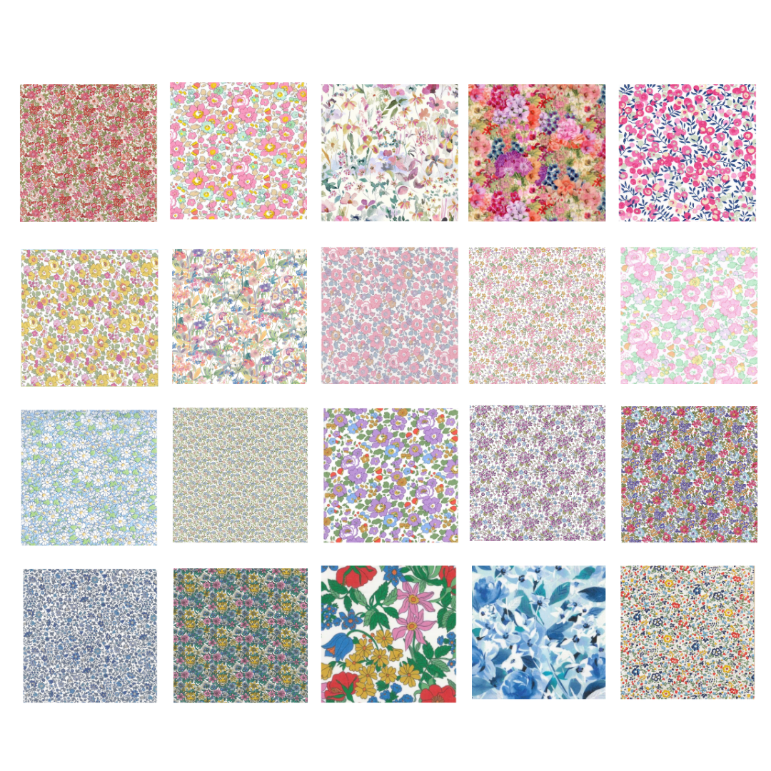 Liberty Tana lawn 20, 5" x 6" - 12cm x 15cm cotton fabric Pack 2Y