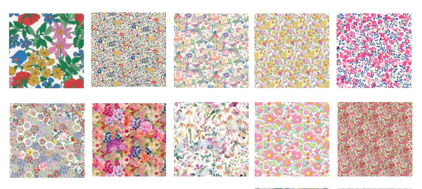 Liberty Tana lawn 20, 5" x 6" - 12cm x 15cm cotton fabric Pack 2Z