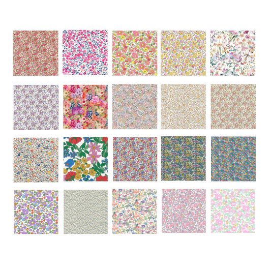 Liberty Tana lawn 20, 5" x 6" - 12cm x 15cm cotton fabric Pack 3A