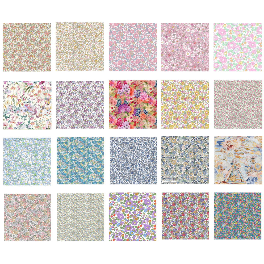 Liberty Tana lawn 20, 5" x 6" - 12cm x 15cm cotton fabric Pack 3B