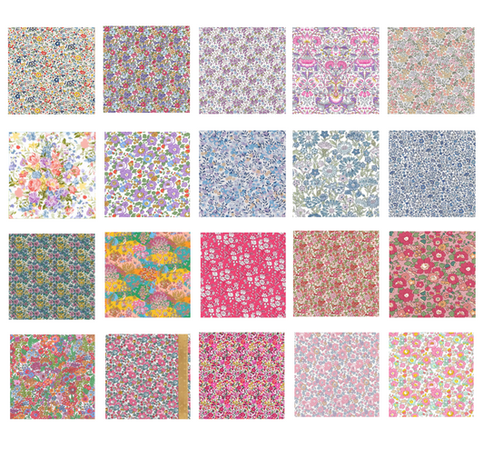 Liberty Tana lawn 20, 5" x 6" - 12cm x 15cm cotton fabric Pack 3C