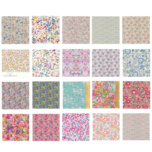 Liberty Tana Lawn 20 pieces, 5" x 6" (12cm x 15cm) cotton fabric - Pack 3D