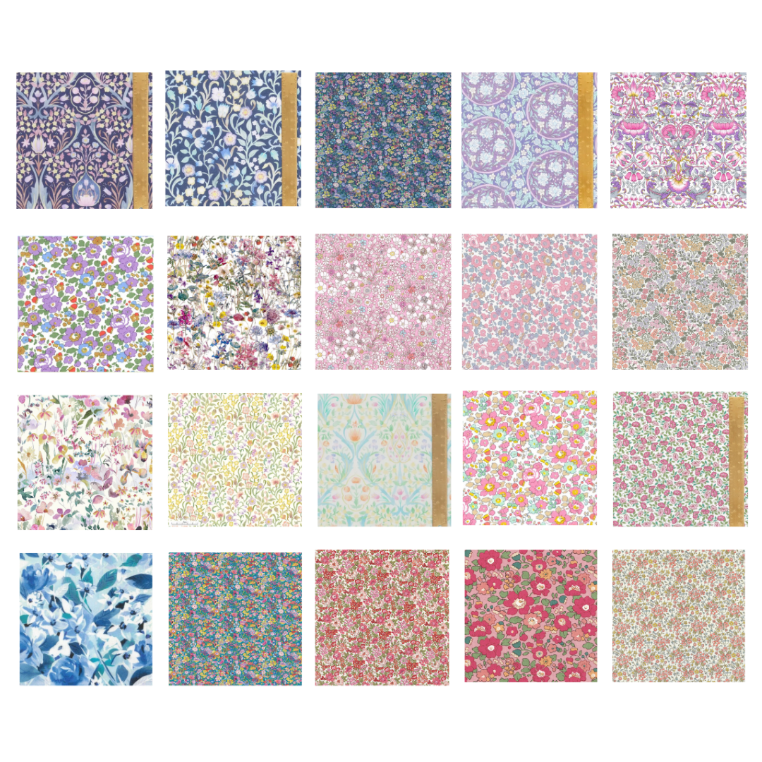 Liberty Tana Lawn 20 pieces, 5" x 6" (12cm x 15cm) cotton fabric - Pack 3E