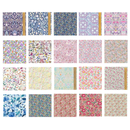 Liberty Tana Lawn 20 pieces, 5" x 6" (12cm x 15cm) cotton fabric - Pack 3E