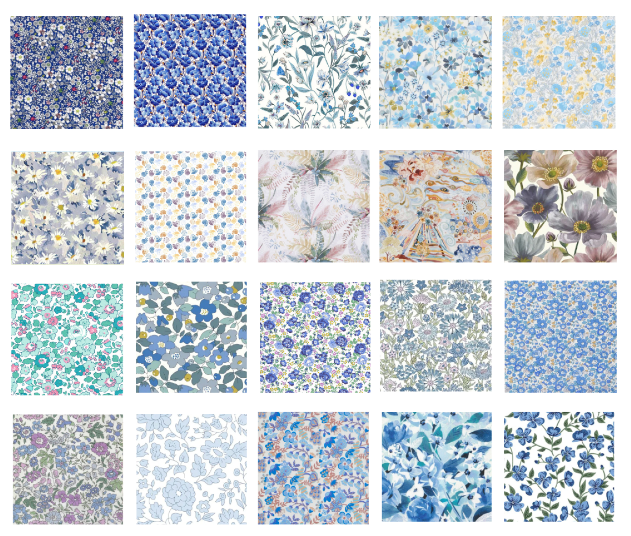Liberty Tana lawn 20, 5" x 6" - 12cm x 15cm cotton fabric Pack G2