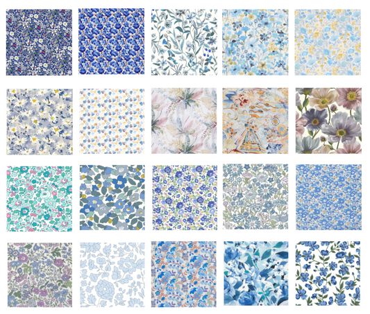 Liberty Tana lawn 20, 5" x 6" - 12cm x 15cm cotton fabric Pack G2