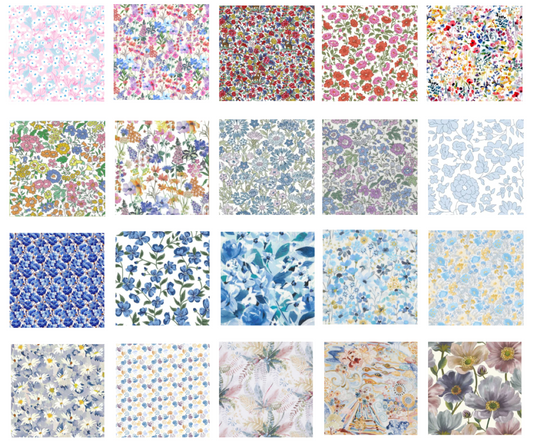 Liberty Tana lawn 20, 5" x 6" - 12cm x 15cm cotton fabric Pack H2