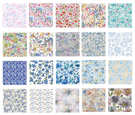 Liberty Tana lawn 20, 5" x 6" - 12cm x 15cm cotton fabric Pack I2