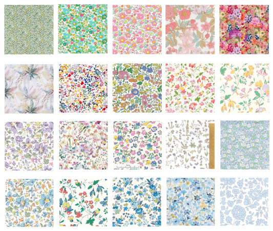 Liberty Tana lawn 20, 5" x 6" - 12cm x 15cm cotton fabric Pack K2