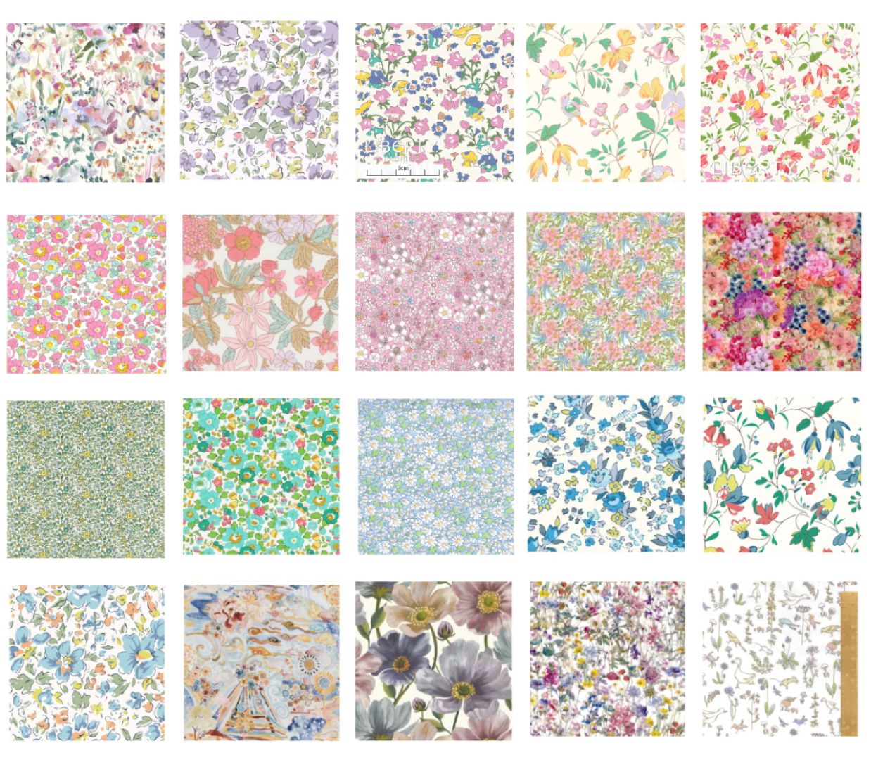 Liberty Tana lawn 20, 5" x 6" - 12cm x 15cm cotton fabric Pack L2