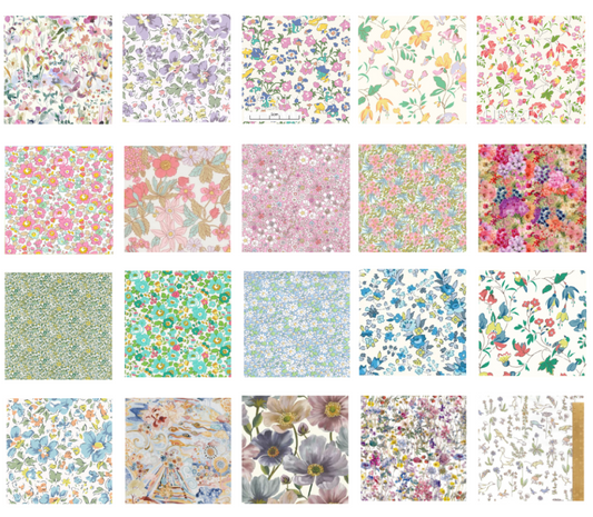 Liberty Tana lawn 20, 5" x 6" - 12cm x 15cm cotton fabric Pack L2