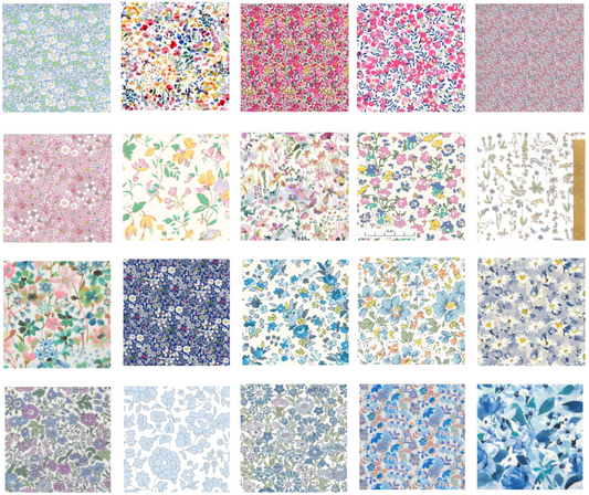 Liberty Tana lawn 20, 5" x 6" - 12cm x 15cm cotton fabric Pack M2
