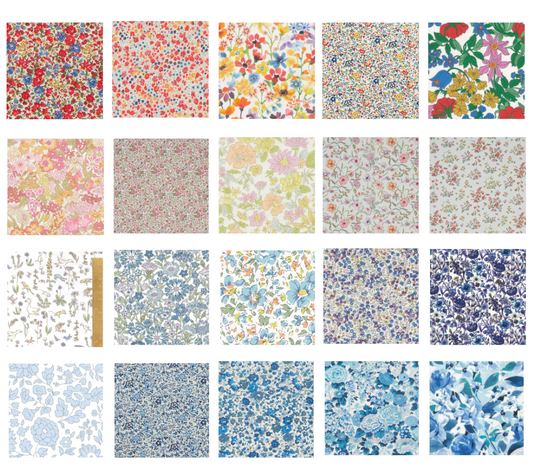 Liberty Tana lawn 20, 5" x 6" - 12cm x 15cm cotton fabric Pack O2