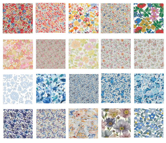 Liberty Tana lawn 20, 5" x 6" - 12cm x 15cm cotton fabric Pack P2