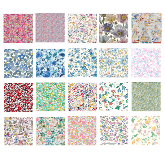 Liberty Tana lawn 20, 5" x 6" - 12cm x 15cm cotton fabric Pack S2
