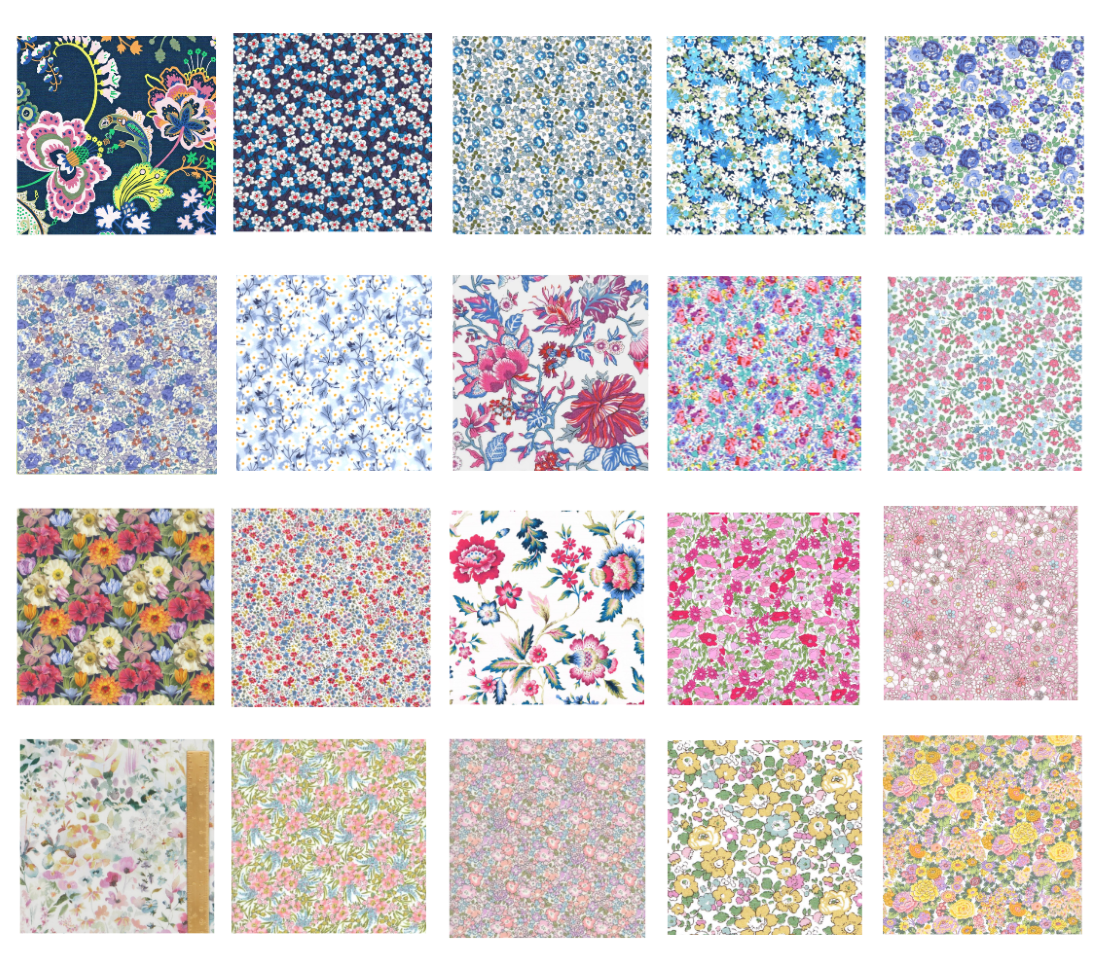 Liberty Tana lawn 20, 5" x 6" - 12cm x 15cm cotton fabric Pack V