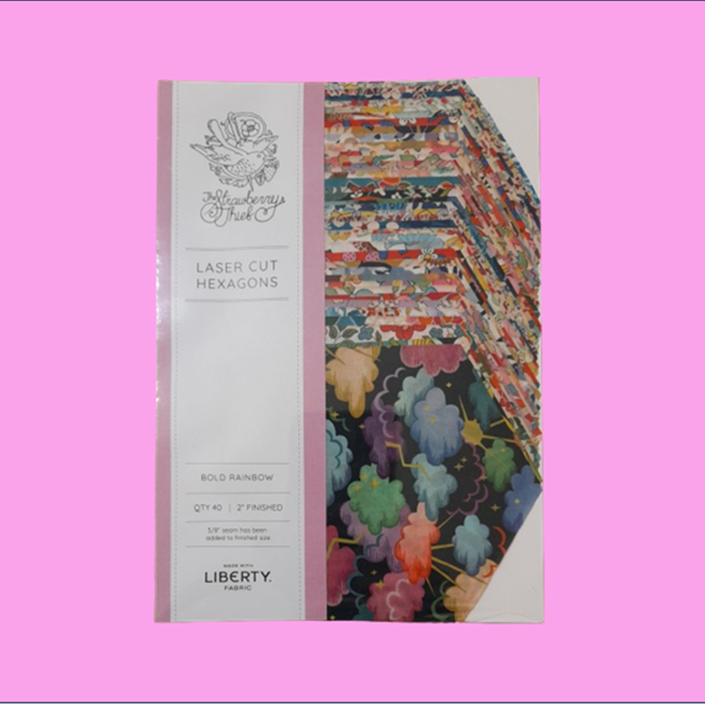 Liberty Tana lawn precut 2" finished hexagons Bold Rainbow cotton fabric