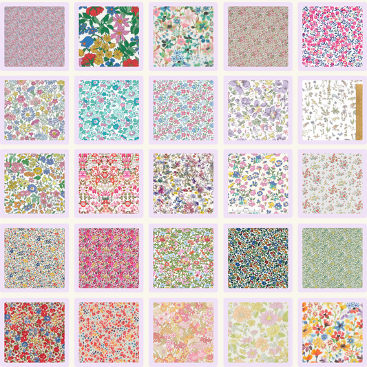 Liberty Tana lawn 50, 2.5" squares small florals cotton fabric Pack 2A