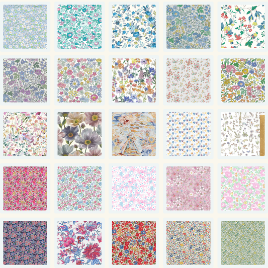 Liberty Tana lawn 50, 2.5" squares small florals cotton fabric Pack 2B