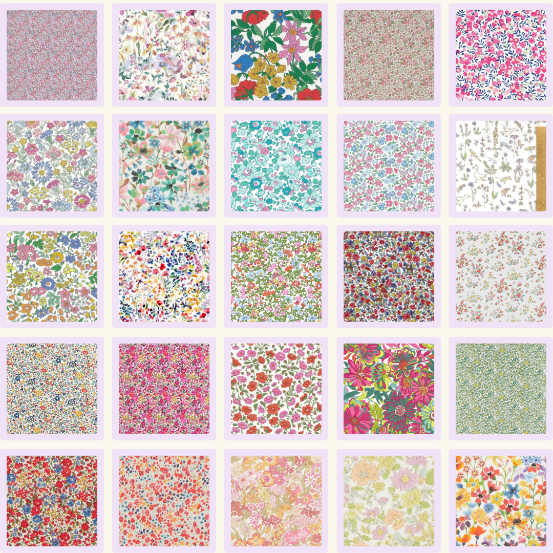 Liberty Tana lawn 50, 2.5" squares small florals cotton fabric Pack 2C