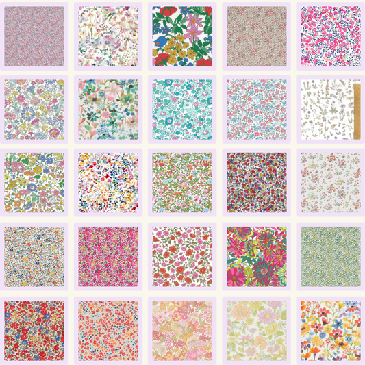Liberty Tana lawn 50, 2.5" squares small florals cotton fabric Pack 2C