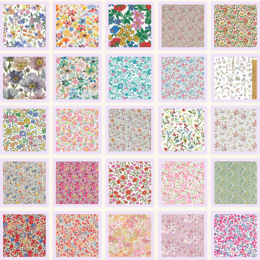 Liberty Tana lawn 50, 2.5" squares small florals cotton fabric Pack 2D