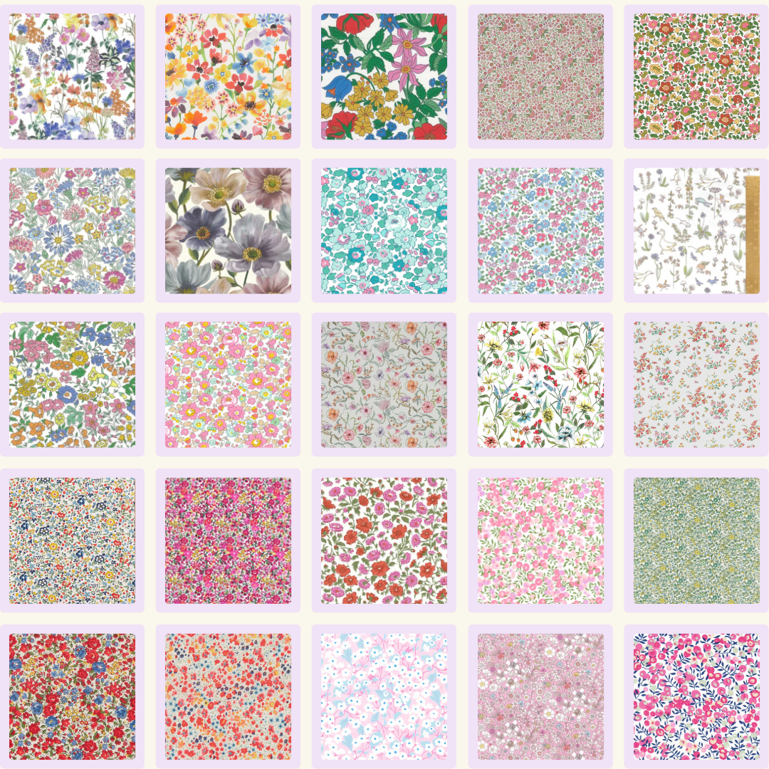 Liberty Tana lawn 50, 2.5" squares small florals cotton fabric Pack 2E