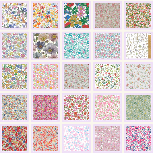 Liberty Tana lawn 50, 2.5" squares small florals cotton fabric Pack 2E