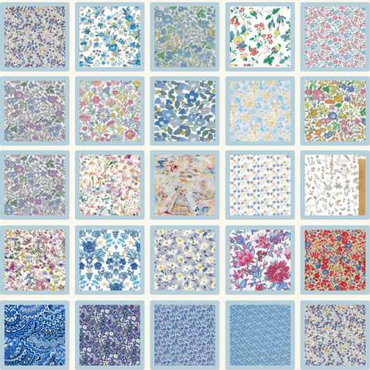 Liberty Tana lawn 50, 2.5" squares small florals cotton fabric Pack 2G