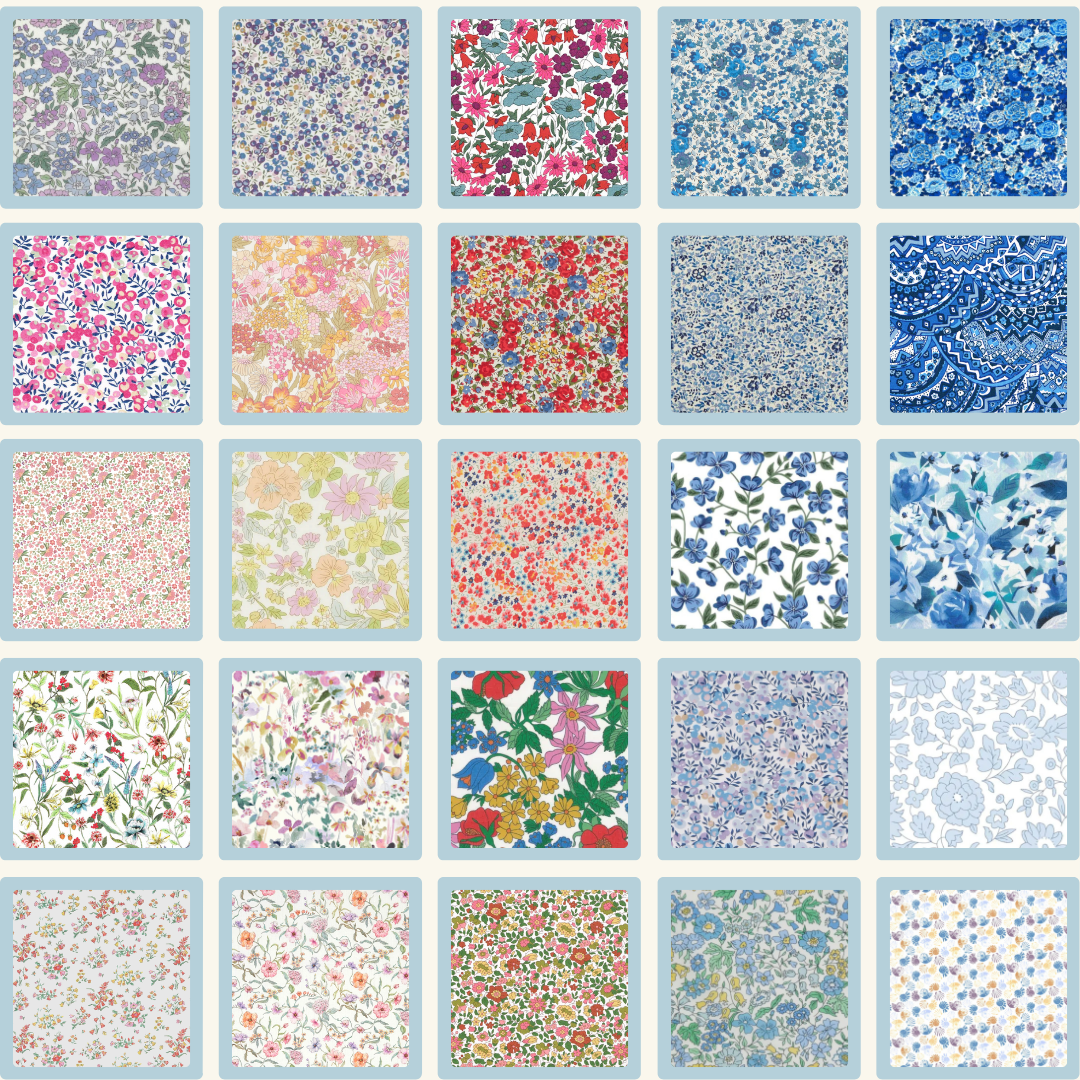 Liberty Tana lawn 50, 2.5" squares small florals cotton fabric Pack 2K