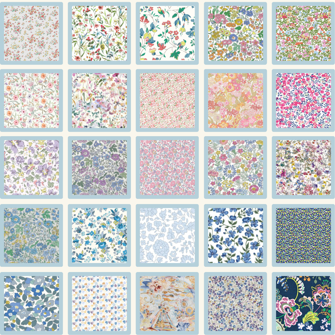 Liberty Tana lawn 50, 2.5" squares small florals cotton fabric Pack 2L